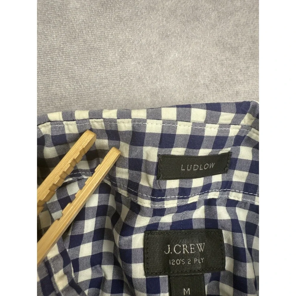 J. Crew Navy and White Gingham Button-Down Shirt